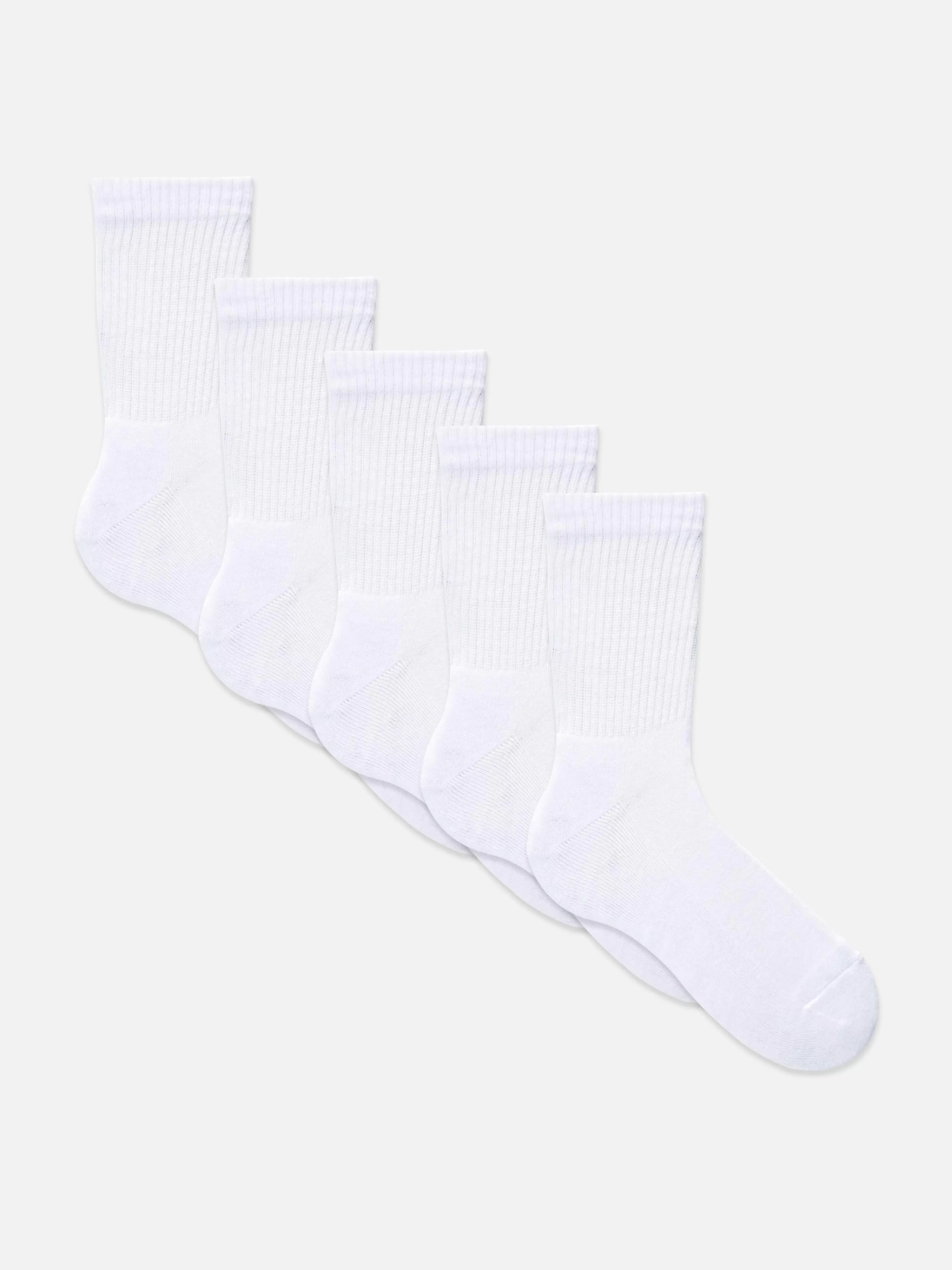 Primark Socken | Sportbekleidung | Sportliche Crew-Socken, 5er-Pack Weiß