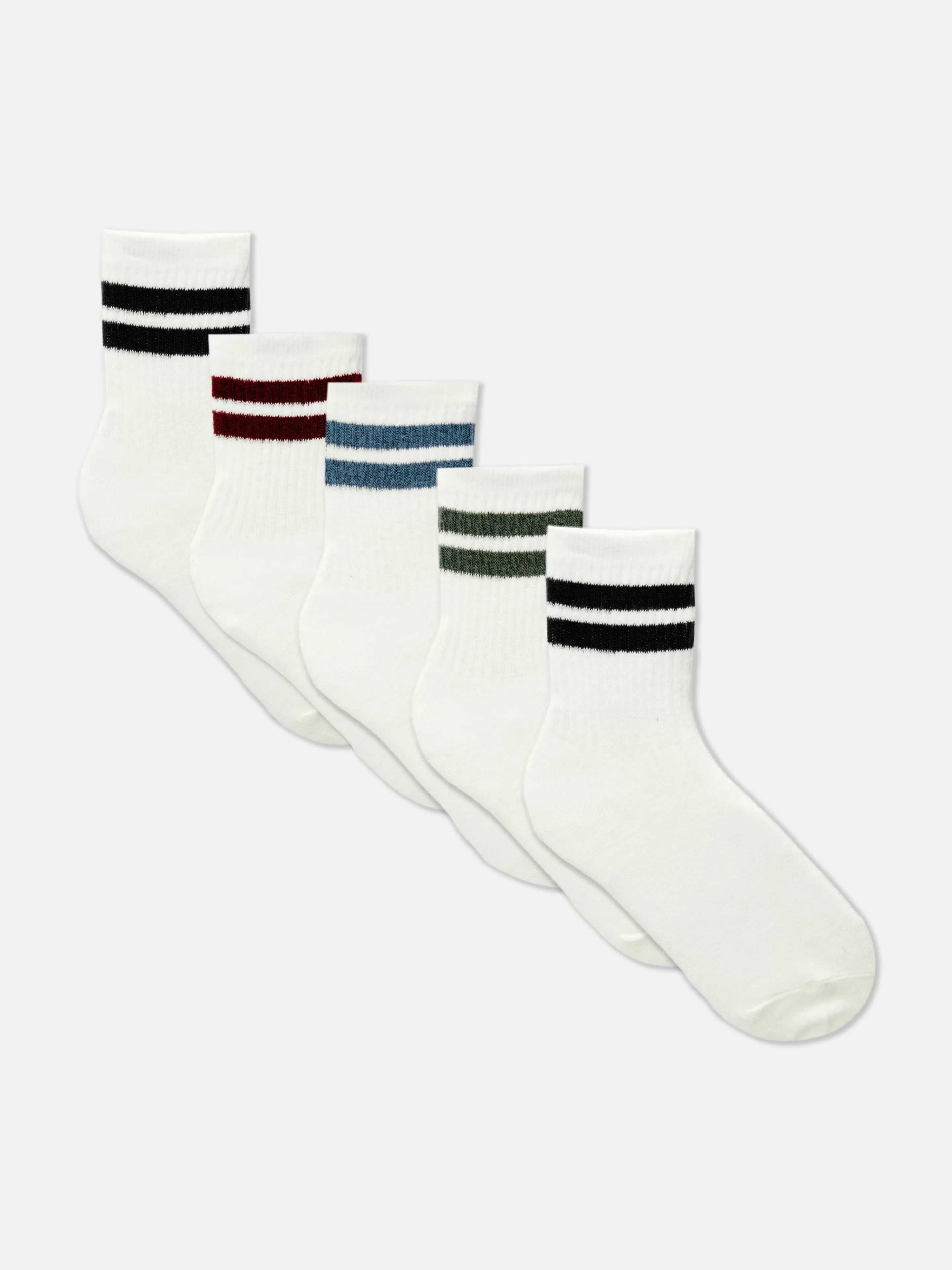 Primark Socken | Sportsöckchen Mit Streifen, 5er-Pack Ecrufarben