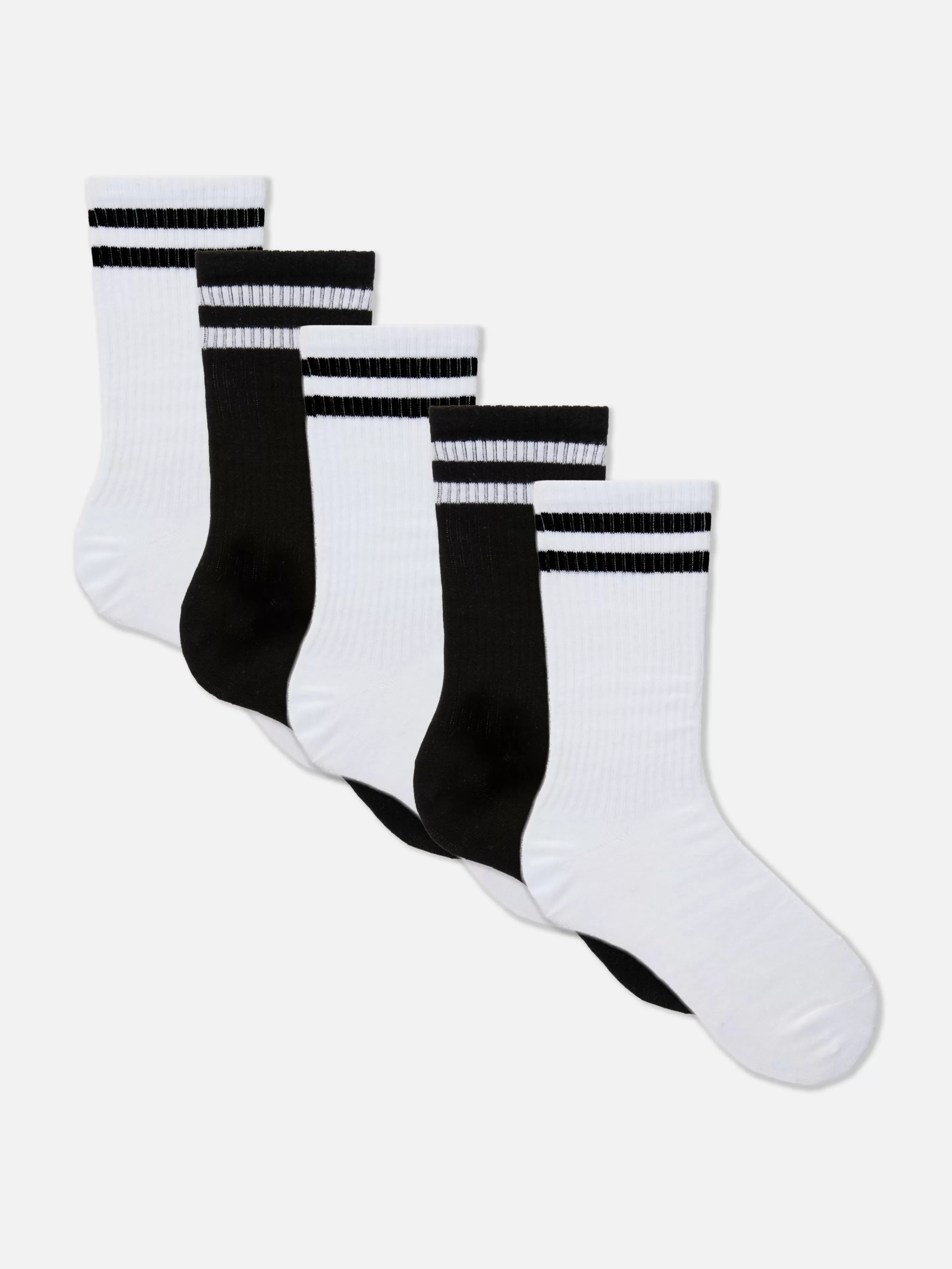 Primark Socken | Sport-Socken, 5er-Pack Schwarz/Weiß