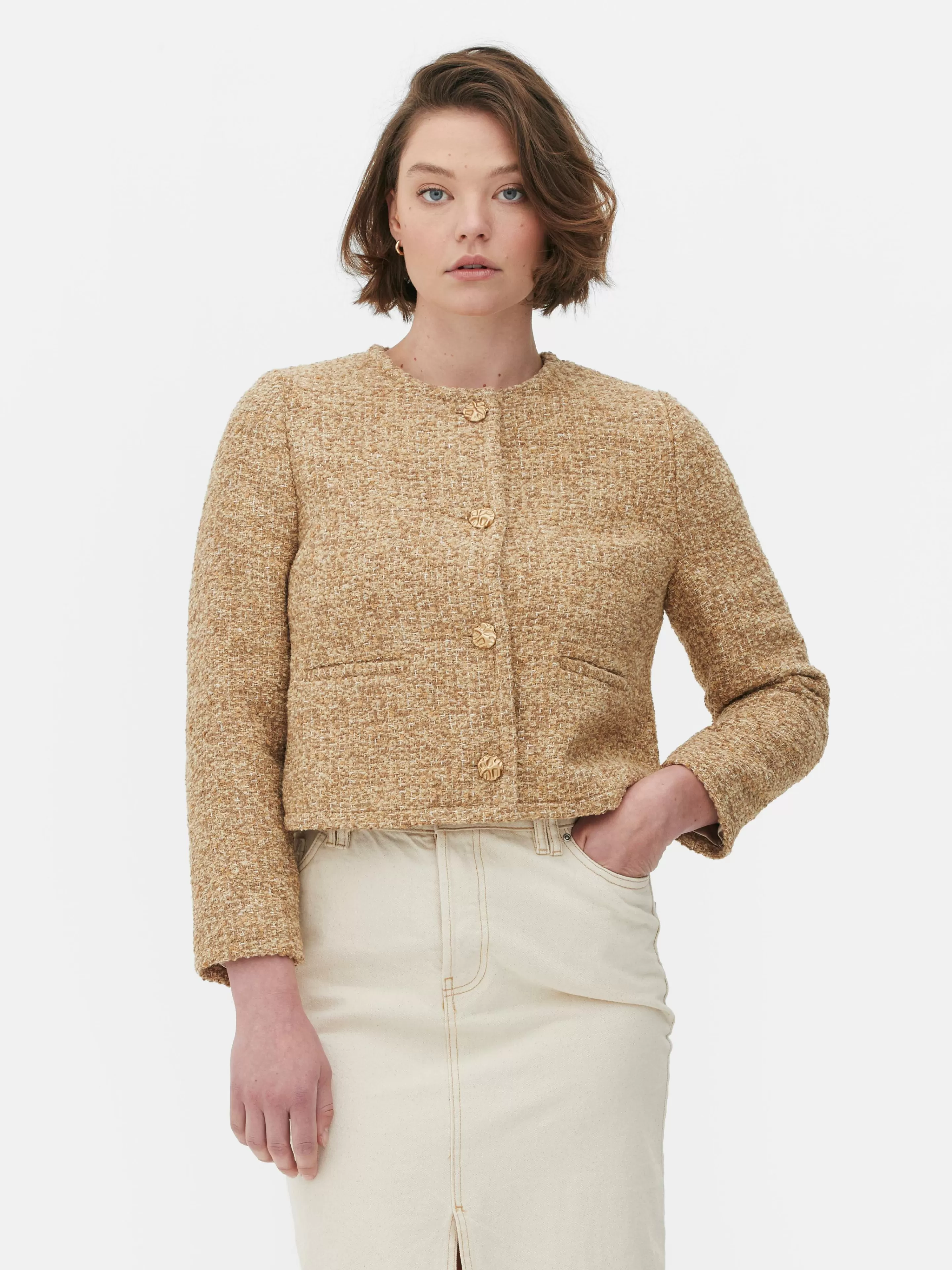 Primark Jacken Und Mäntel | „Stitch“ Bouclé-Jacke Beige