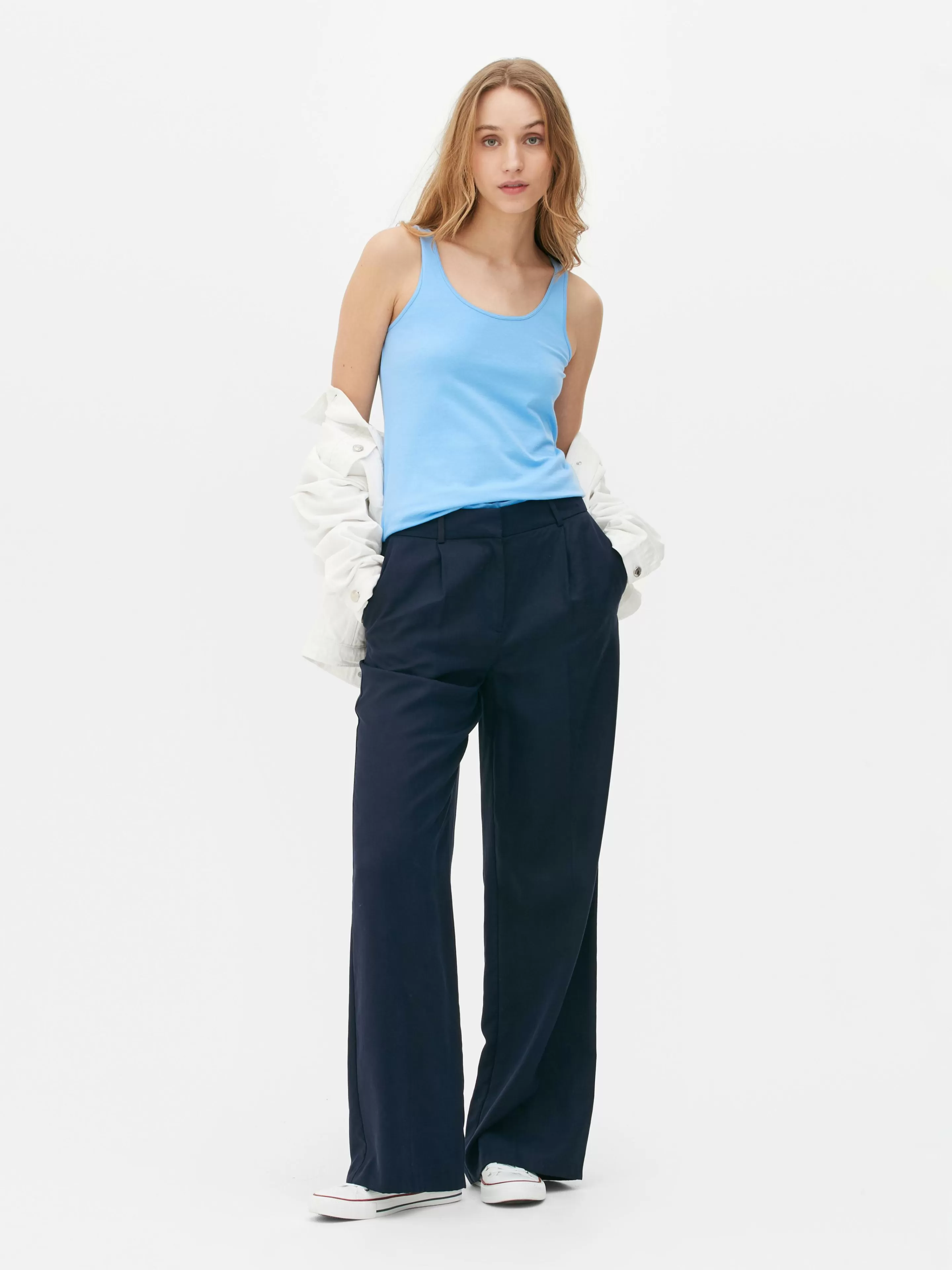 Primark Tops Und T-Shirts | Stretch-Tanktop Mit U-Ausschnitt Blau