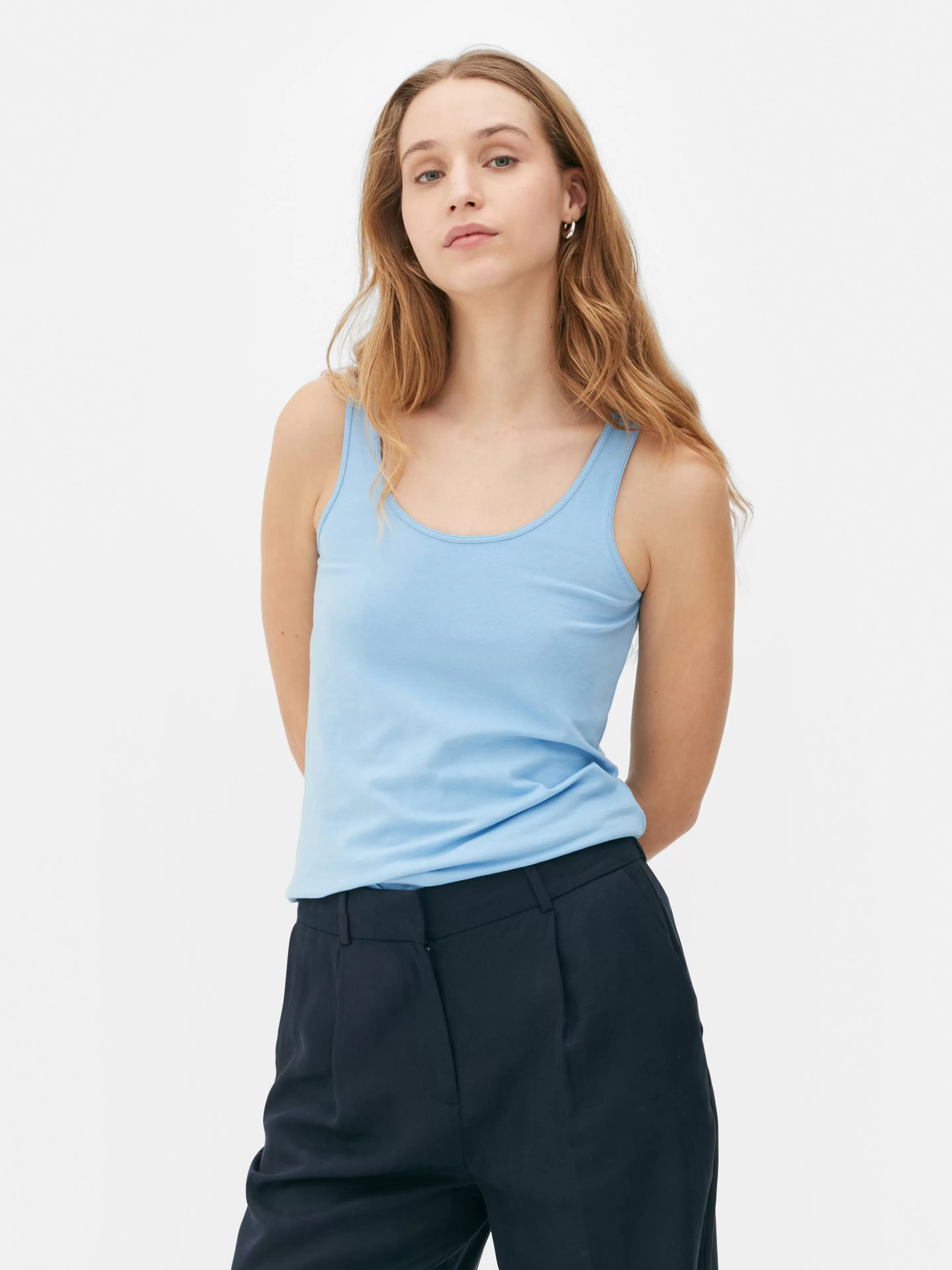 Primark Tops Und T-Shirts | Stretch-Tanktop Mit U-Ausschnitt Blau