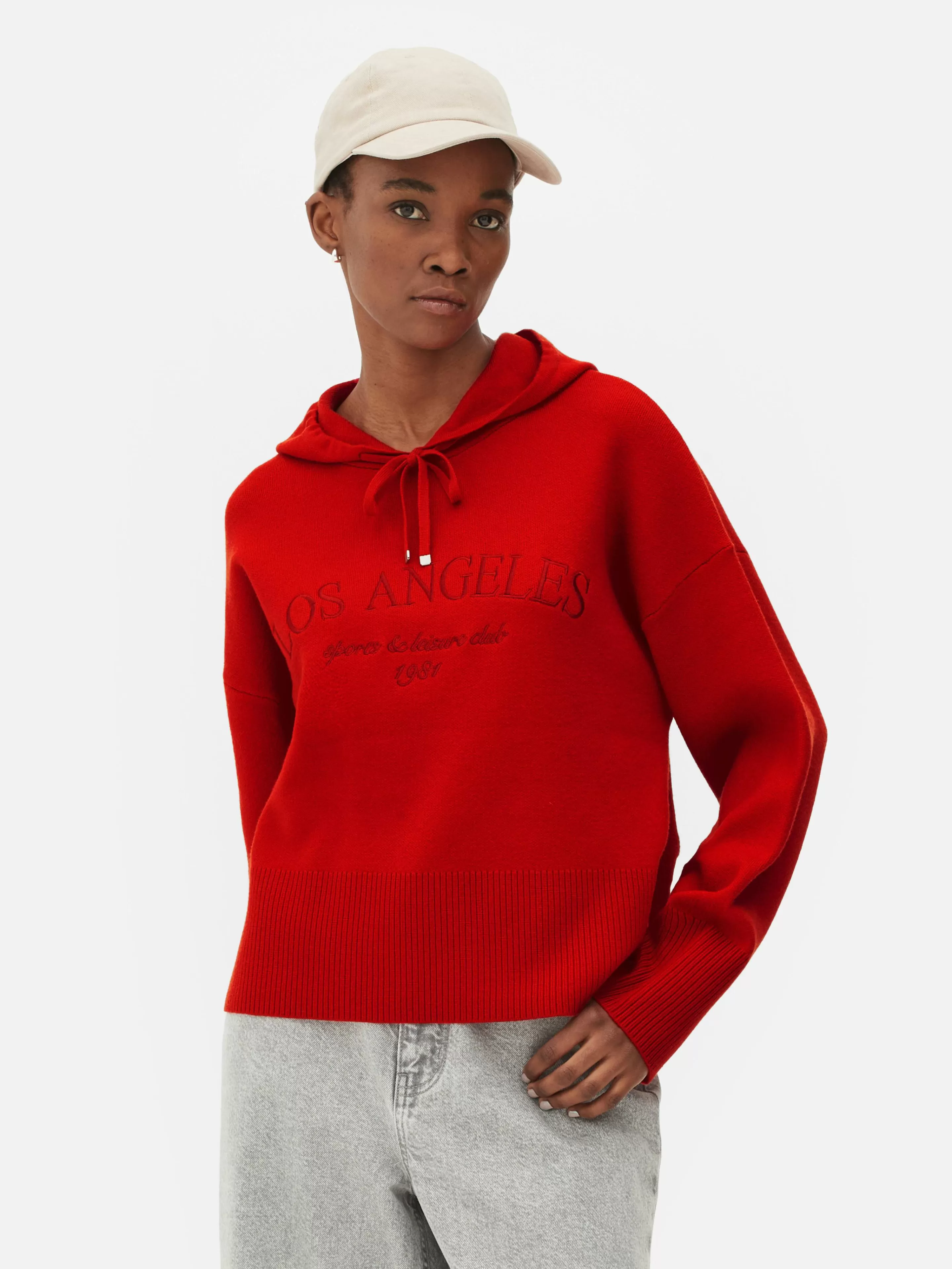 Primark Hoodies Und Sweatshirts | Pullover Und Cardigans | Strick-Hoodie Mit Slogan Rot