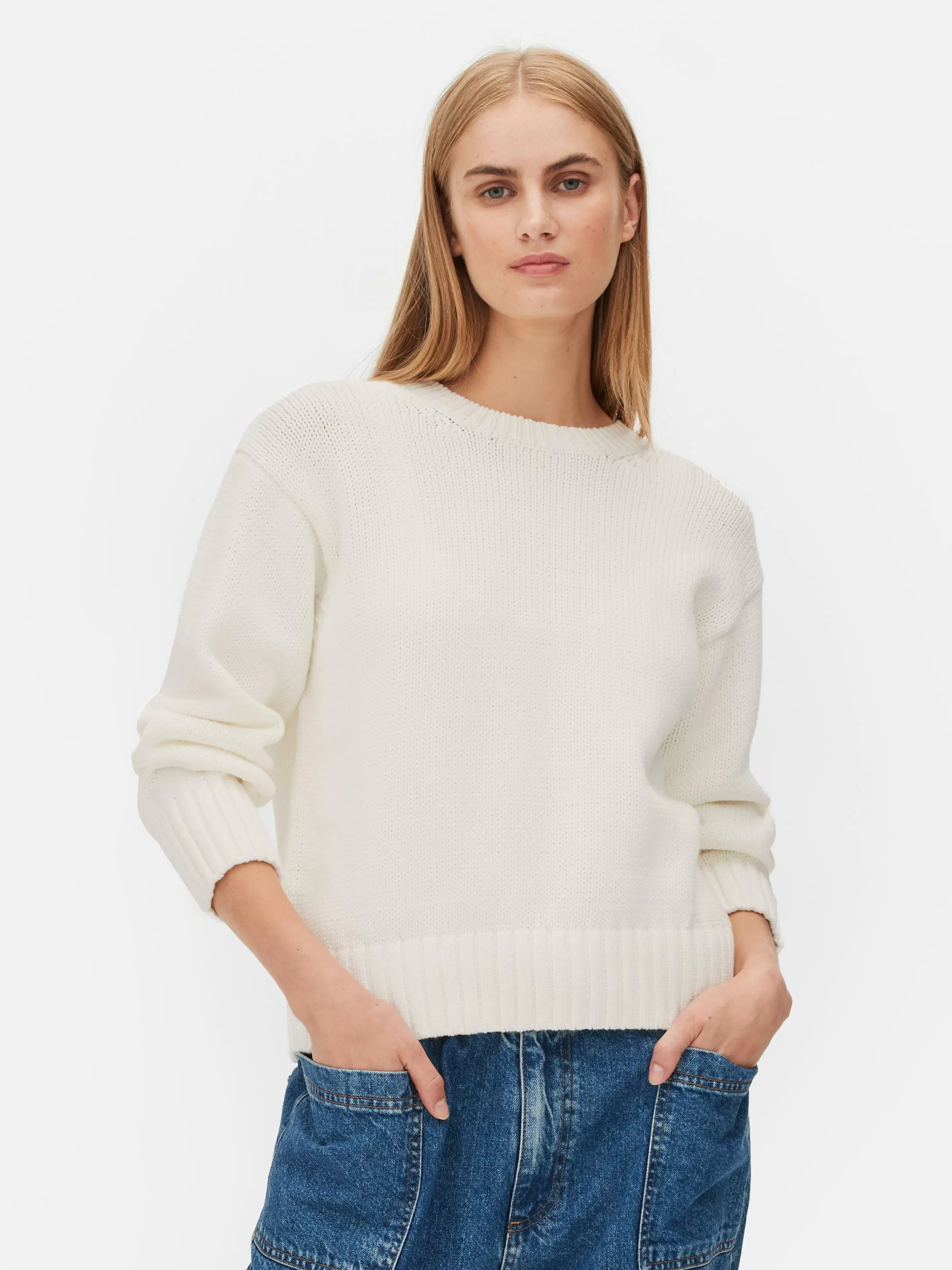 Primark Pullover Und Cardigans | Strickpullover Mit Rundhalsausschnitt Elfenbeinfarben