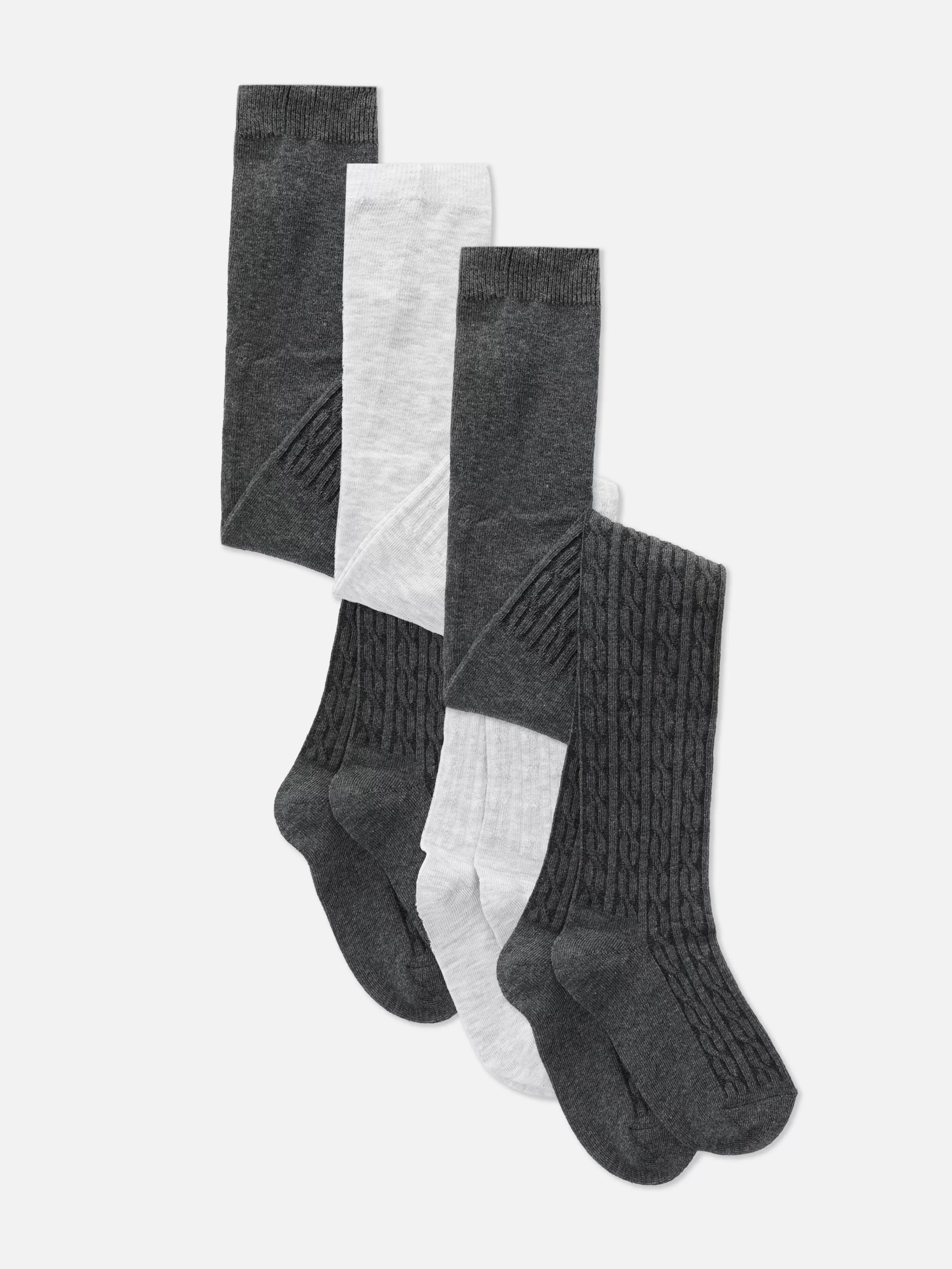 Primark Socken Und Strumpfhosen | Strickstrumpfhosen Mit Zopfmuster, 3er-Pack Grau