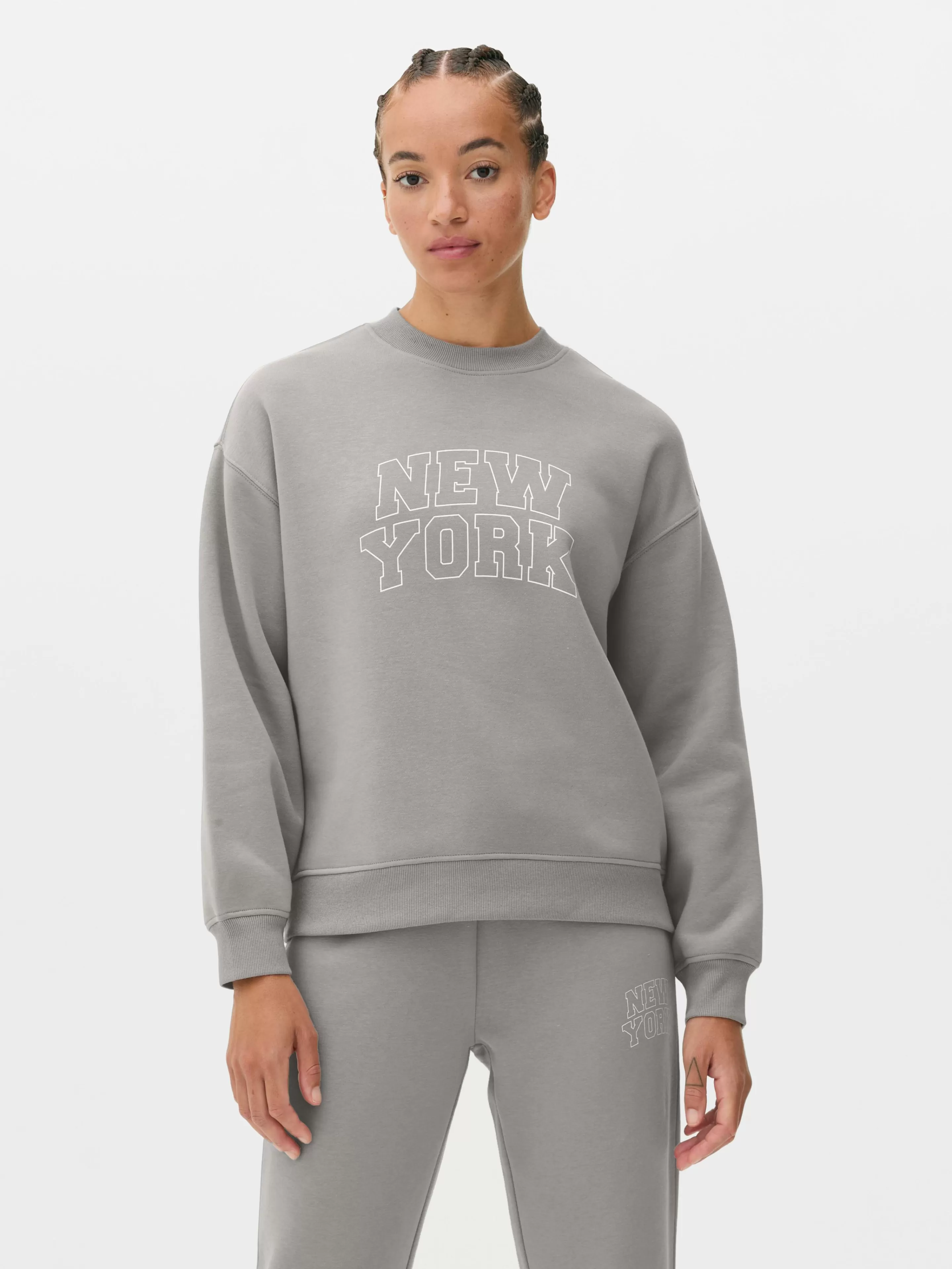 Primark Hoodies Und Sweatshirts | Sweatshirt Mit Slogan Und Rundhalsausschnitt Grau