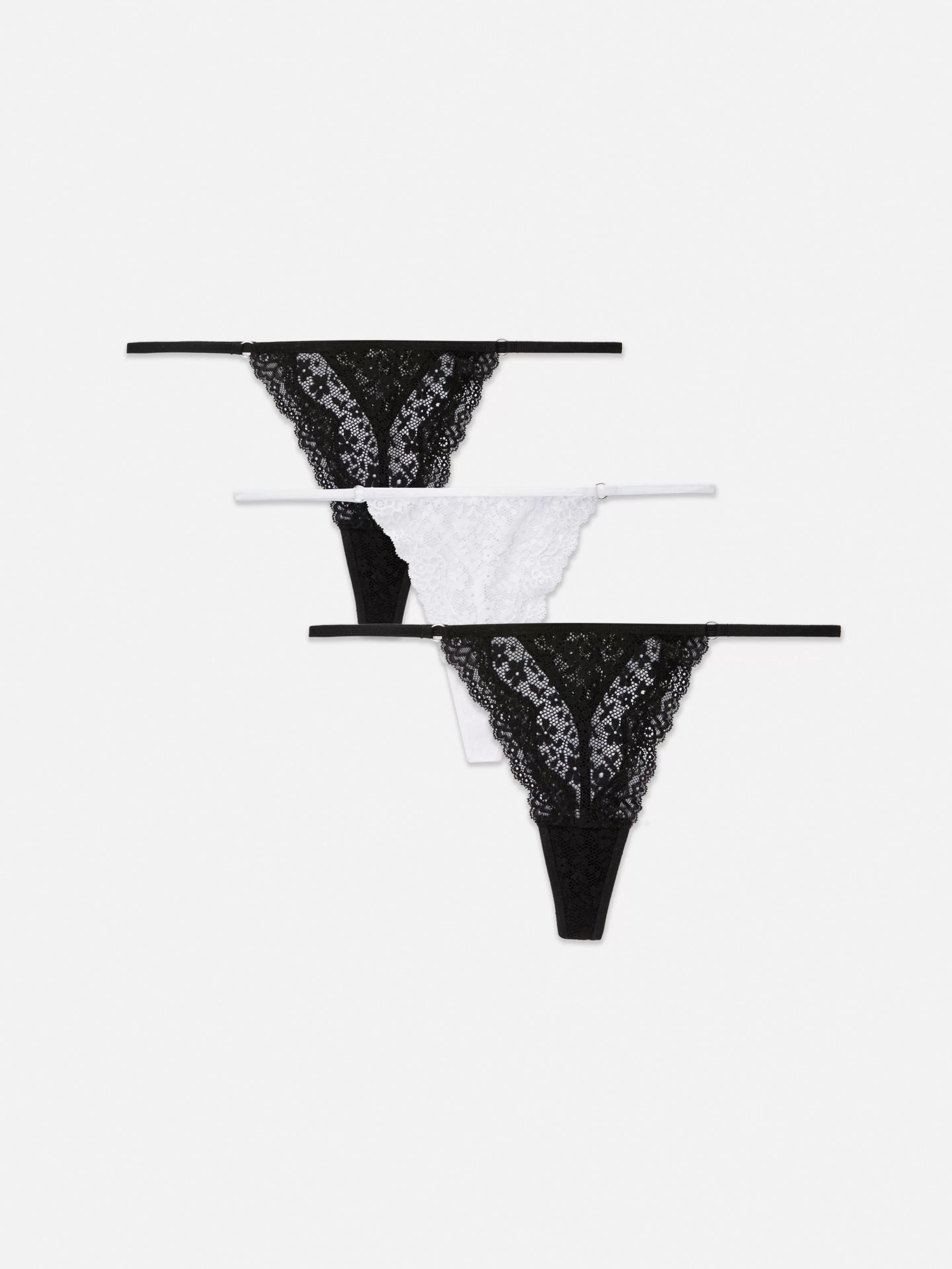 Primark Slips | Tangas Aus Spitze, 3er-Pack Schwarz/Weiß