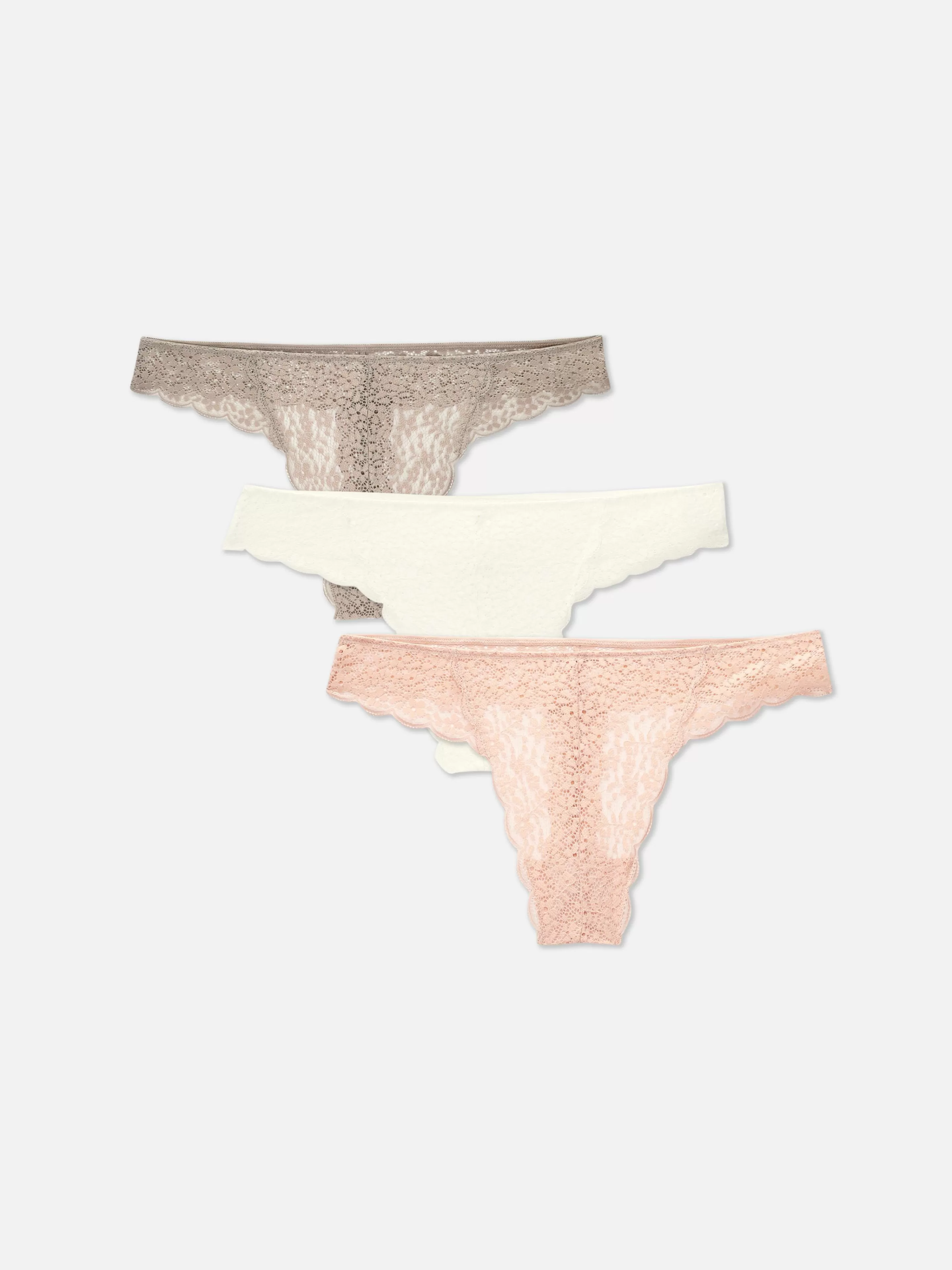 Primark Slips | Tangas Mit Durchgehender Spitze, 3er-Pack Zinngrau