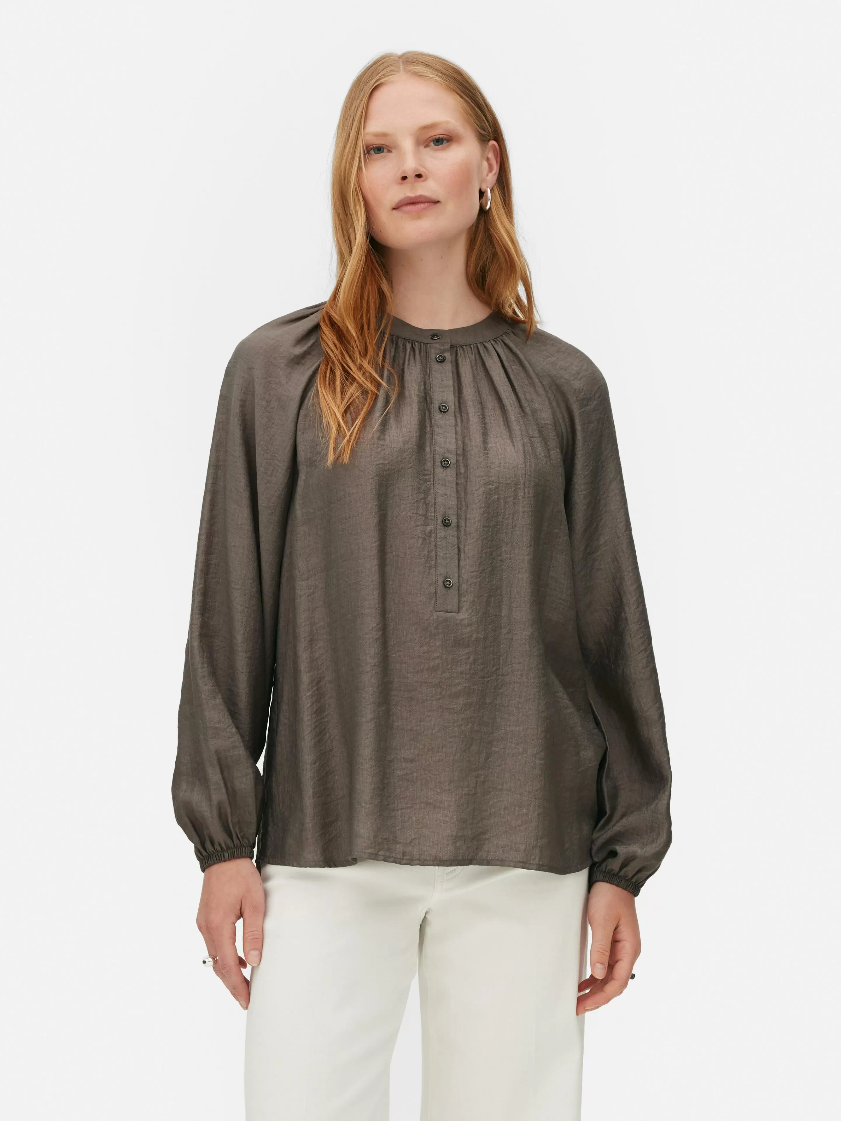 Primark Blusen | „The Edit“ Bluse Mit Ballonärmeln Taupefarben