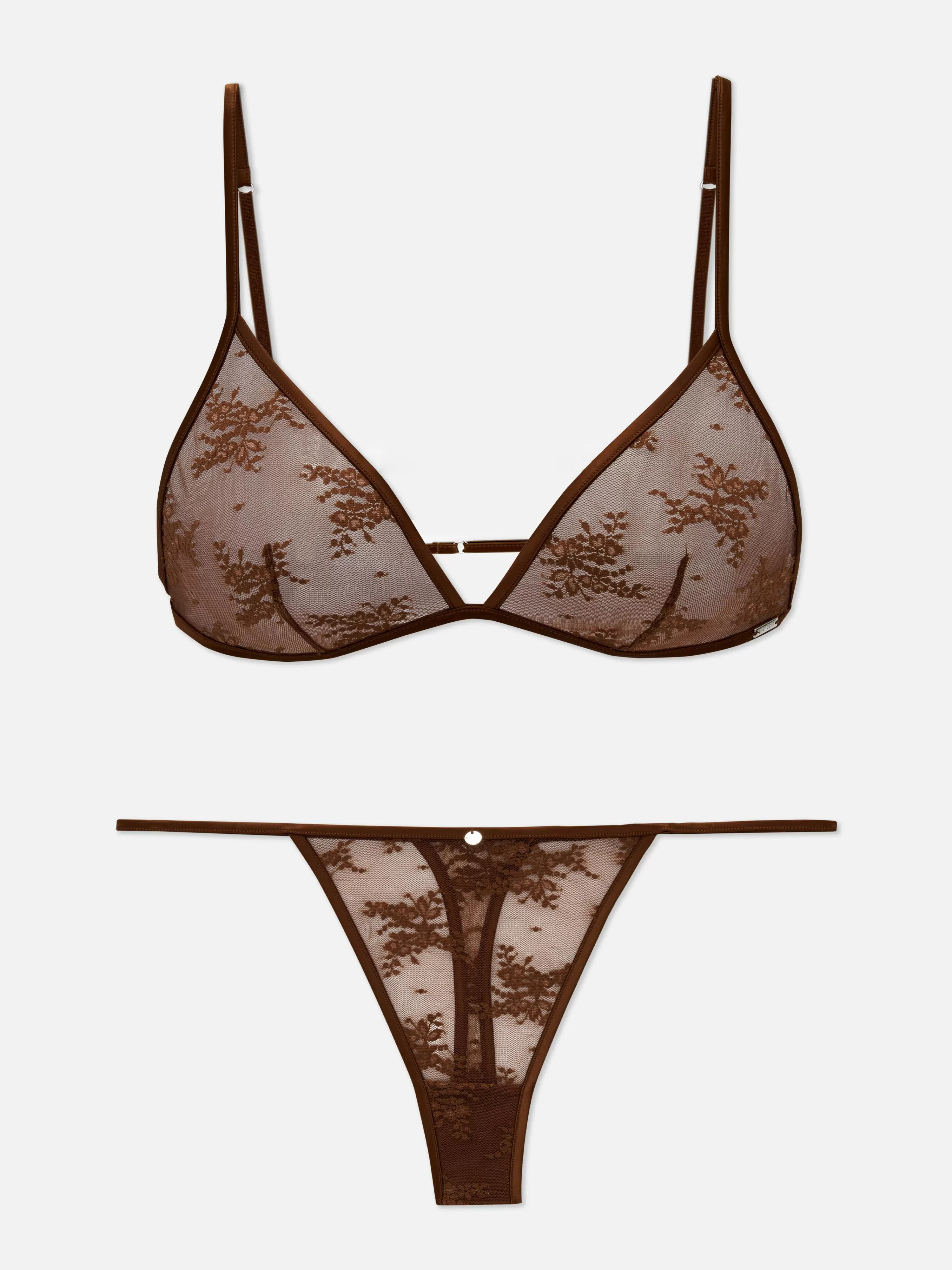 Primark Dessous-Sets | „The Edit“ Spitzenunterwäsche Mit Triangel-Bralette Braun