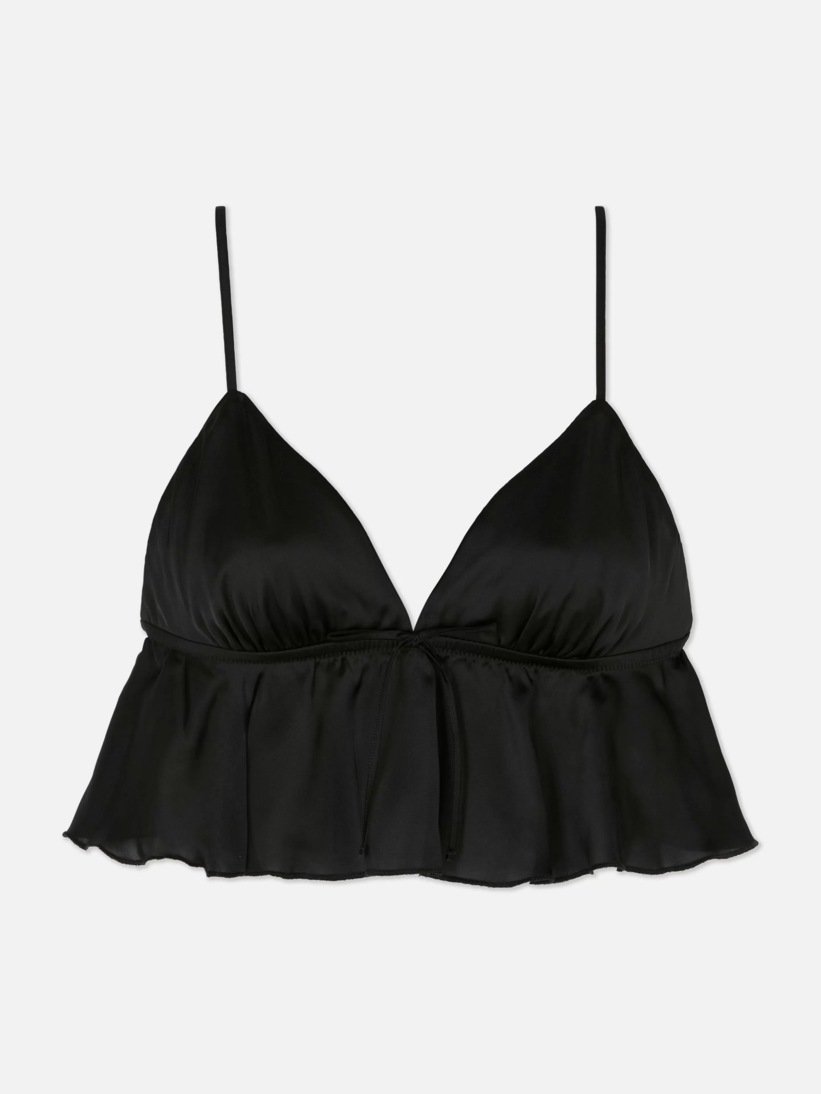 Primark Bhs | Triangel-Bralette-BH Aus Satin Mit Fließendem Volant Schwarz