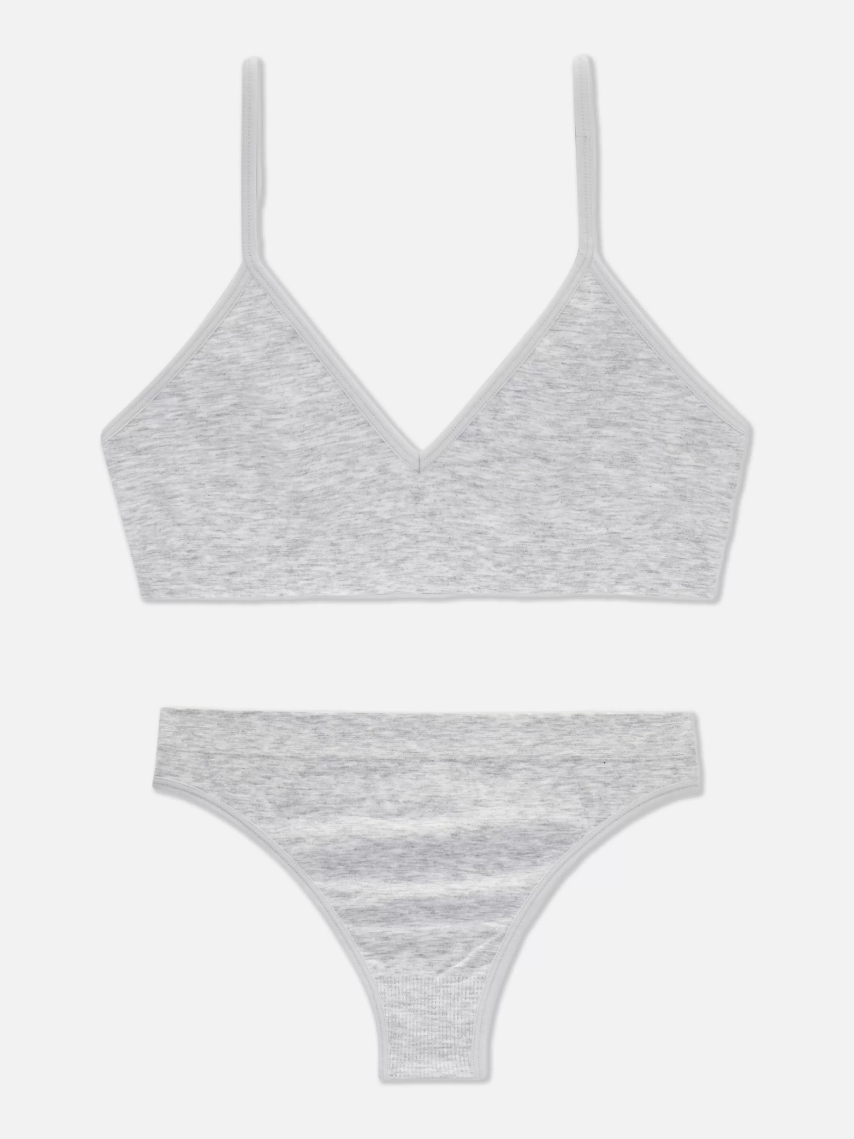 Primark Dessous-Sets | Triangel-Bralette-BH Und Slip Im Nahtlosen Set Grau meliert