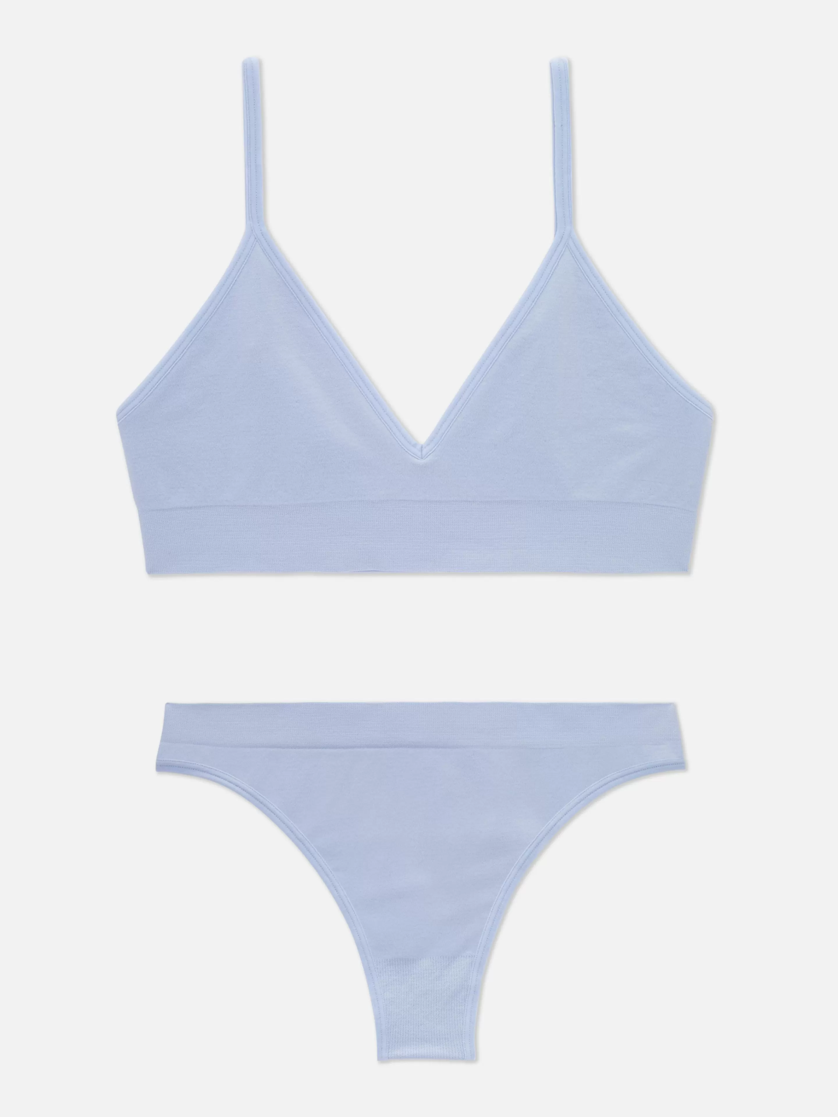 Primark Dessous-Sets | Triangel-Bralette-BH Und Tanga Im Nahtlosen Set Hellblau