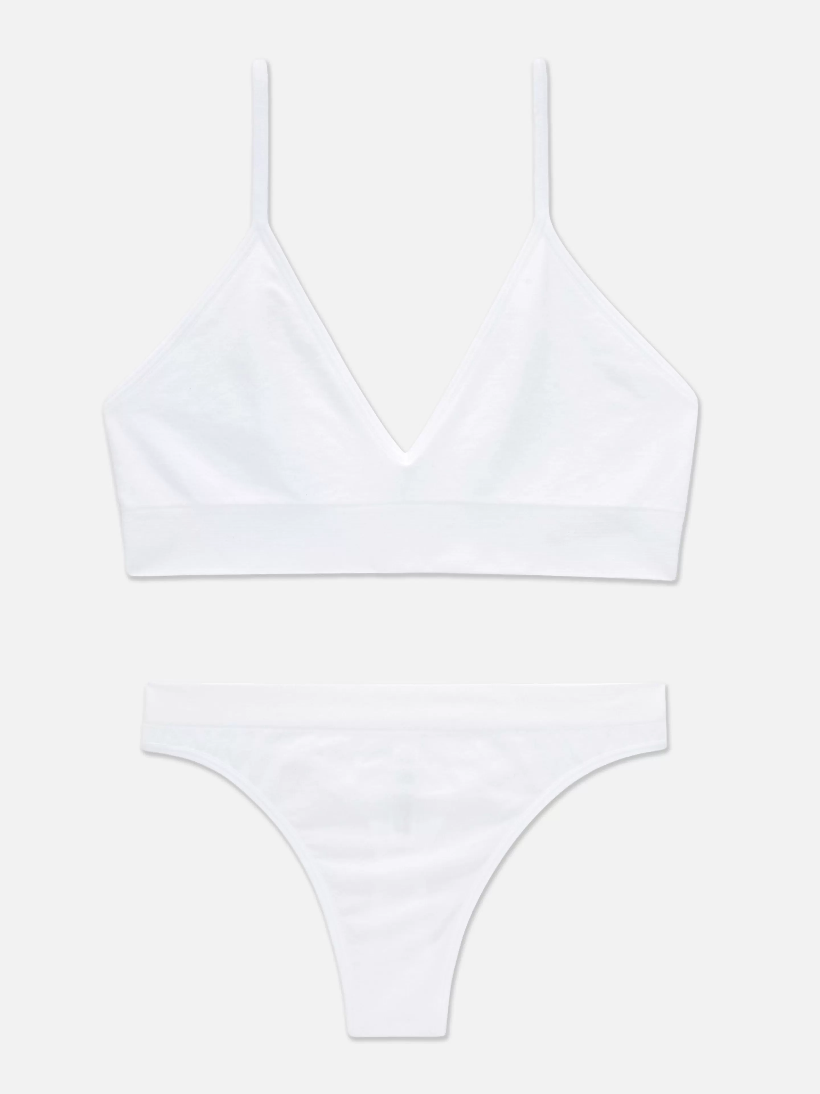 Primark Dessous-Sets | Triangel-Bralette-BH Und Tanga Im Nahtlosen Set Weiß