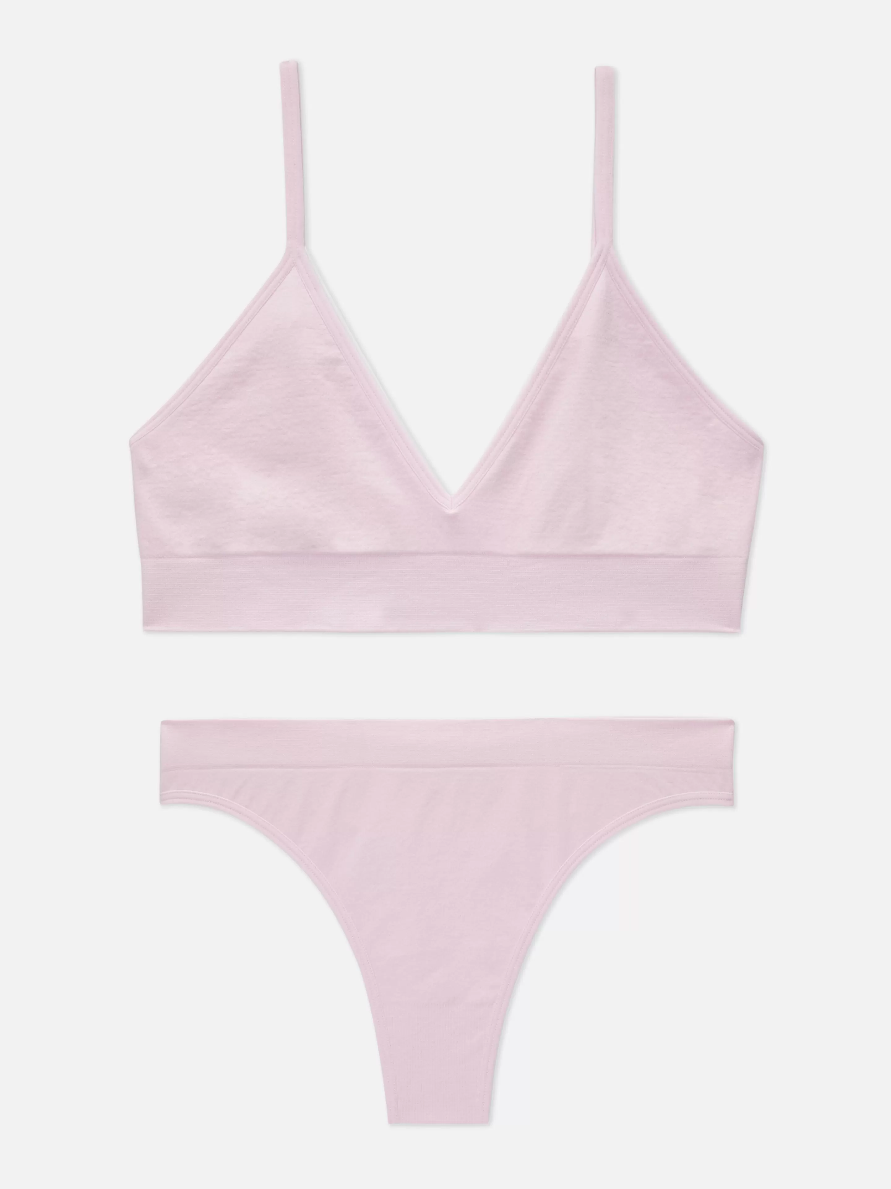 Primark Dessous-Sets | Triangel-Bralette-BH Und Tanga Im Nahtlosen Set Hellrosa