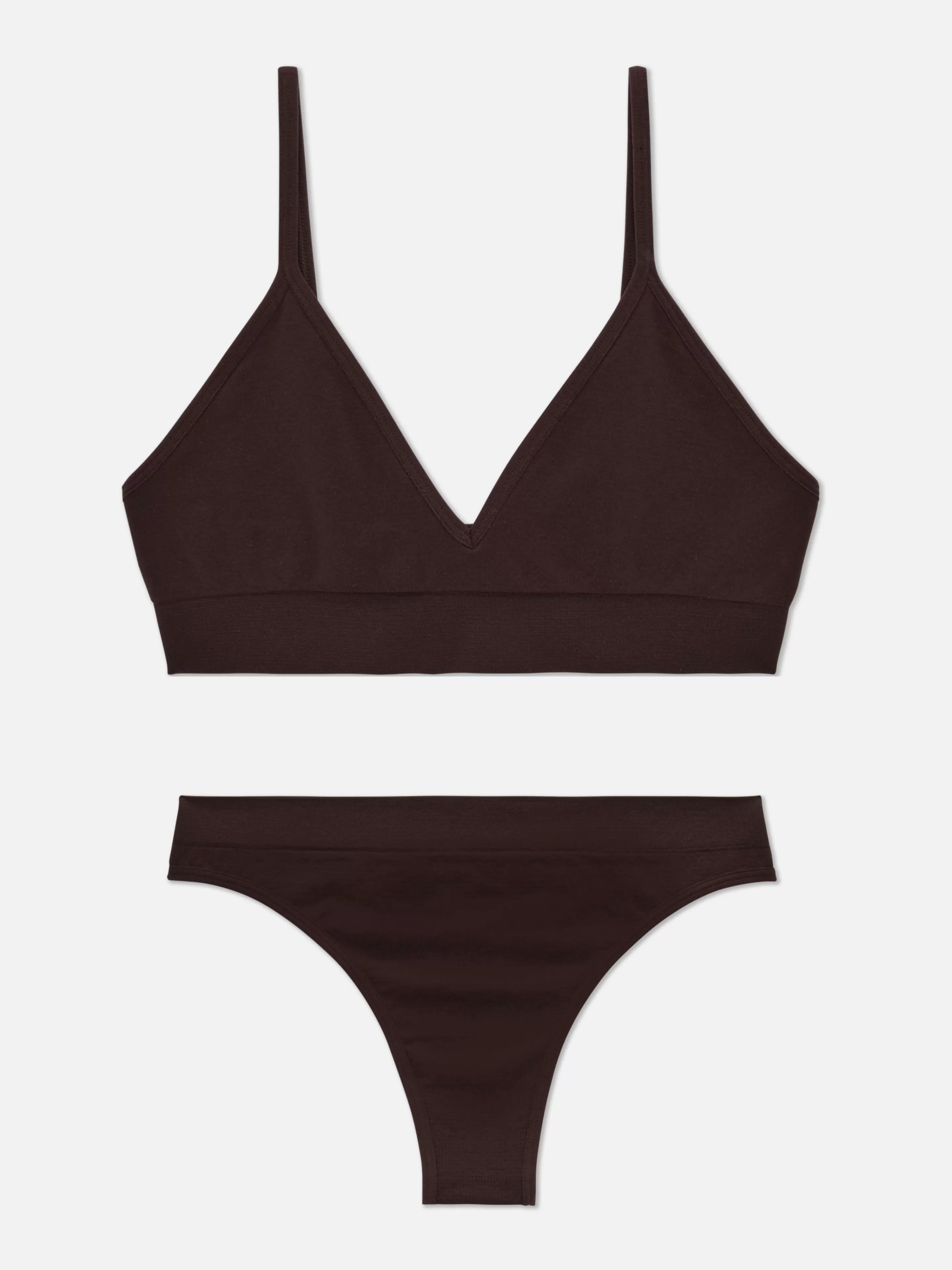 Primark Dessous-Sets | Triangel-Bralette-BH Und Tanga Im Nahtlosen Set Feige