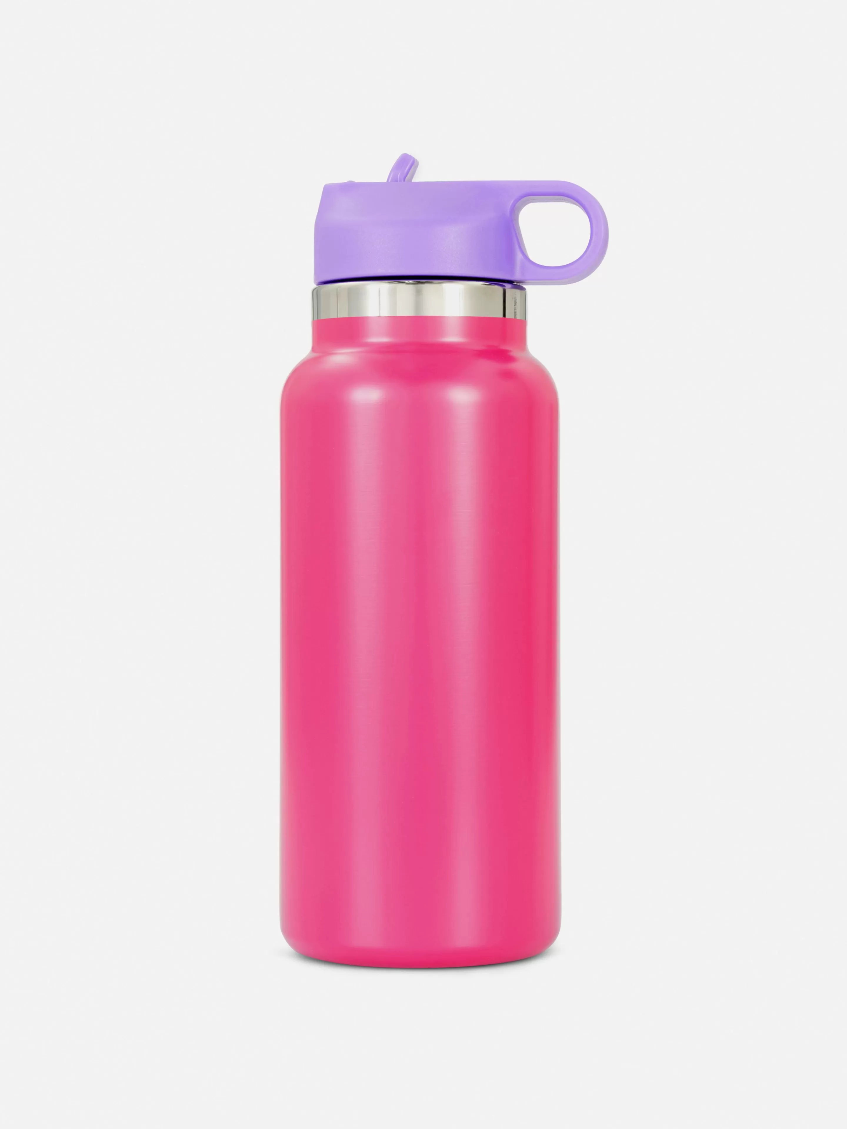 Primark Tassen Und Becher | Trinkflasche In Blockfarben Mit Strohhalm Pink