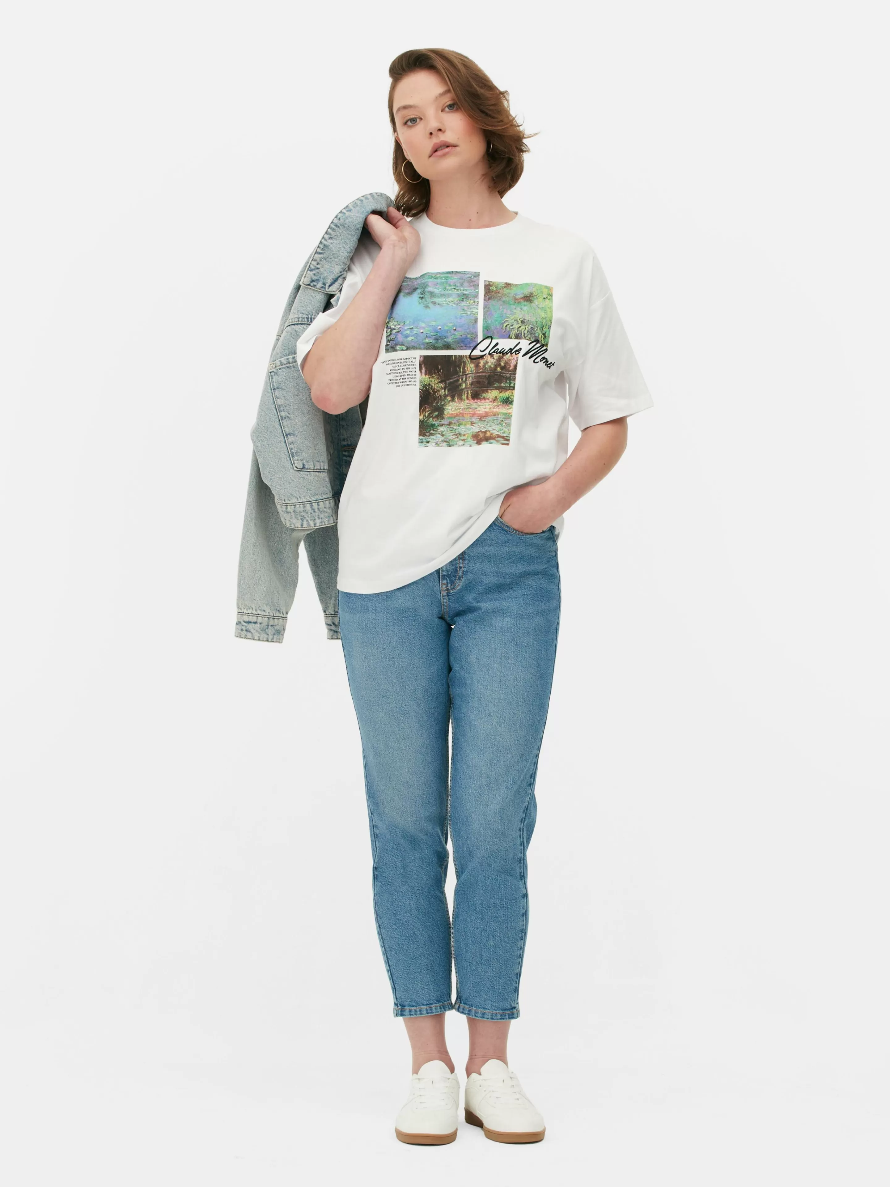 Primark Tops Und T-Shirts | T-Shirt Mit „Claude Monet“ Kachel-Grafik Weiß