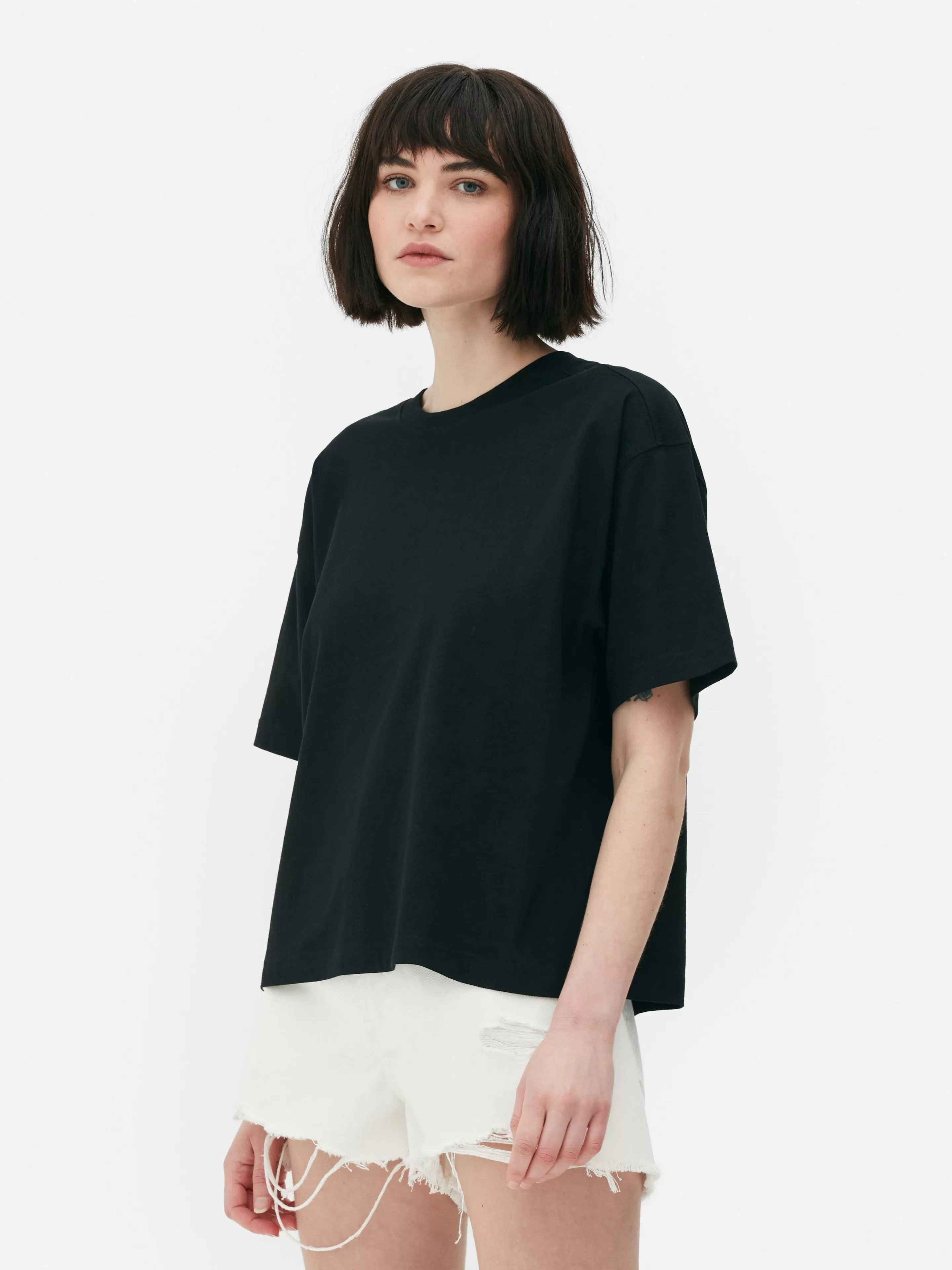 Primark Tops Und T-Shirts | T-Shirt Mit Geradem Schnitt Schwarz