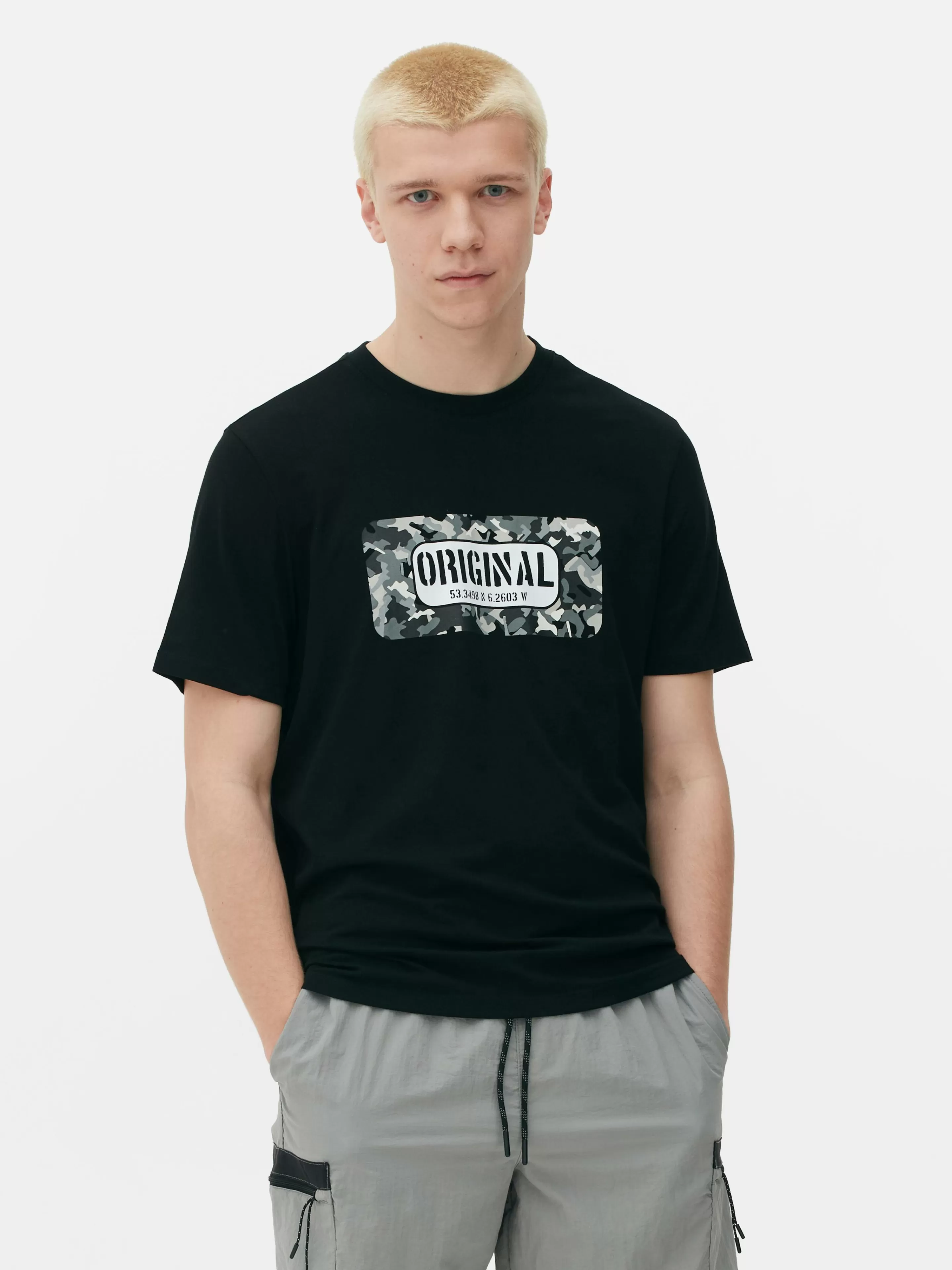 Primark Tops Und T-Shirts | T-Shirt Mit „Original“ Infill-Grafik Schwarz