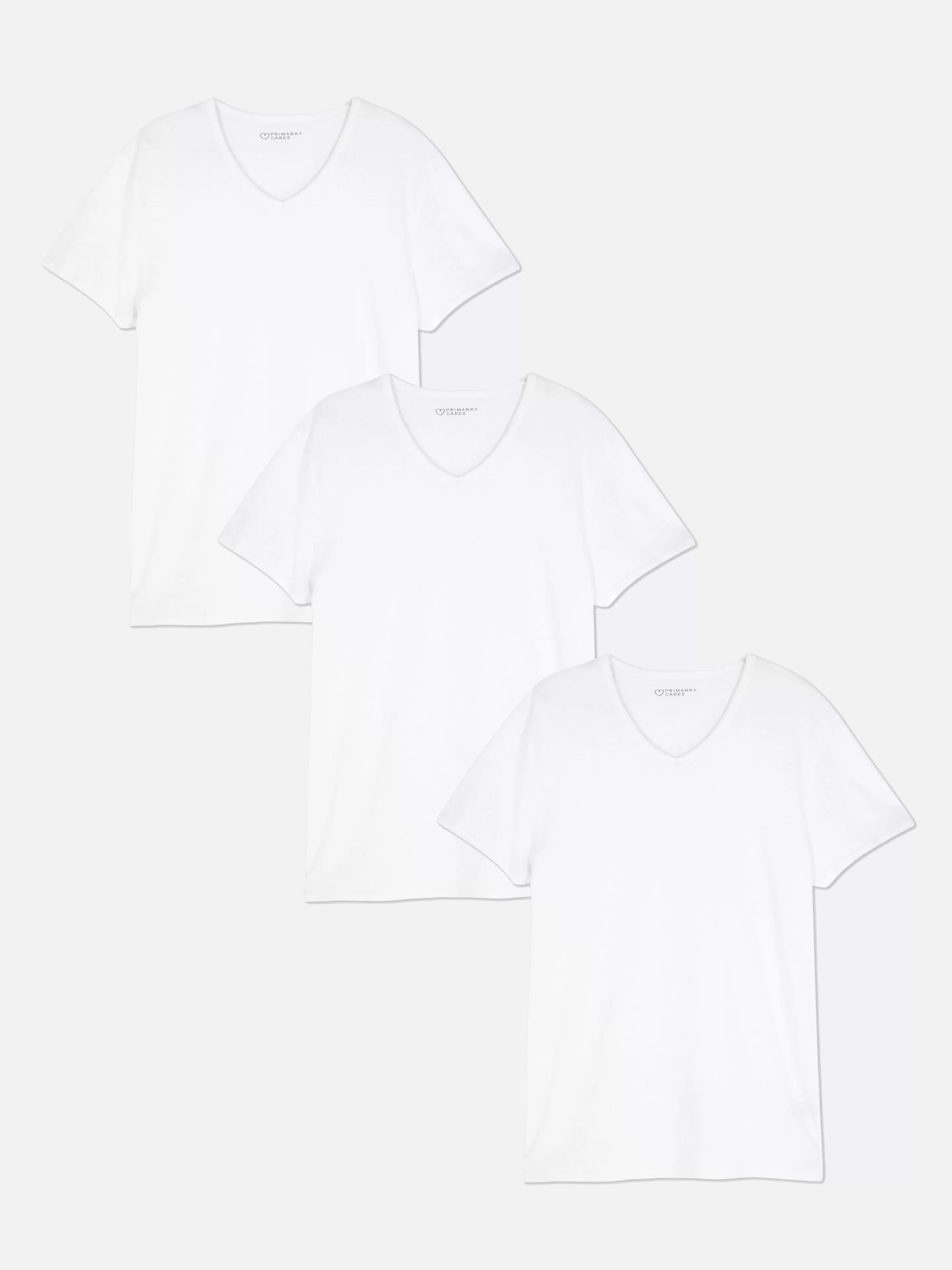 Primark Tops Und T-Shirts | T-Shirts Mit V-Ausschnitt, 3er-Pack Weiß