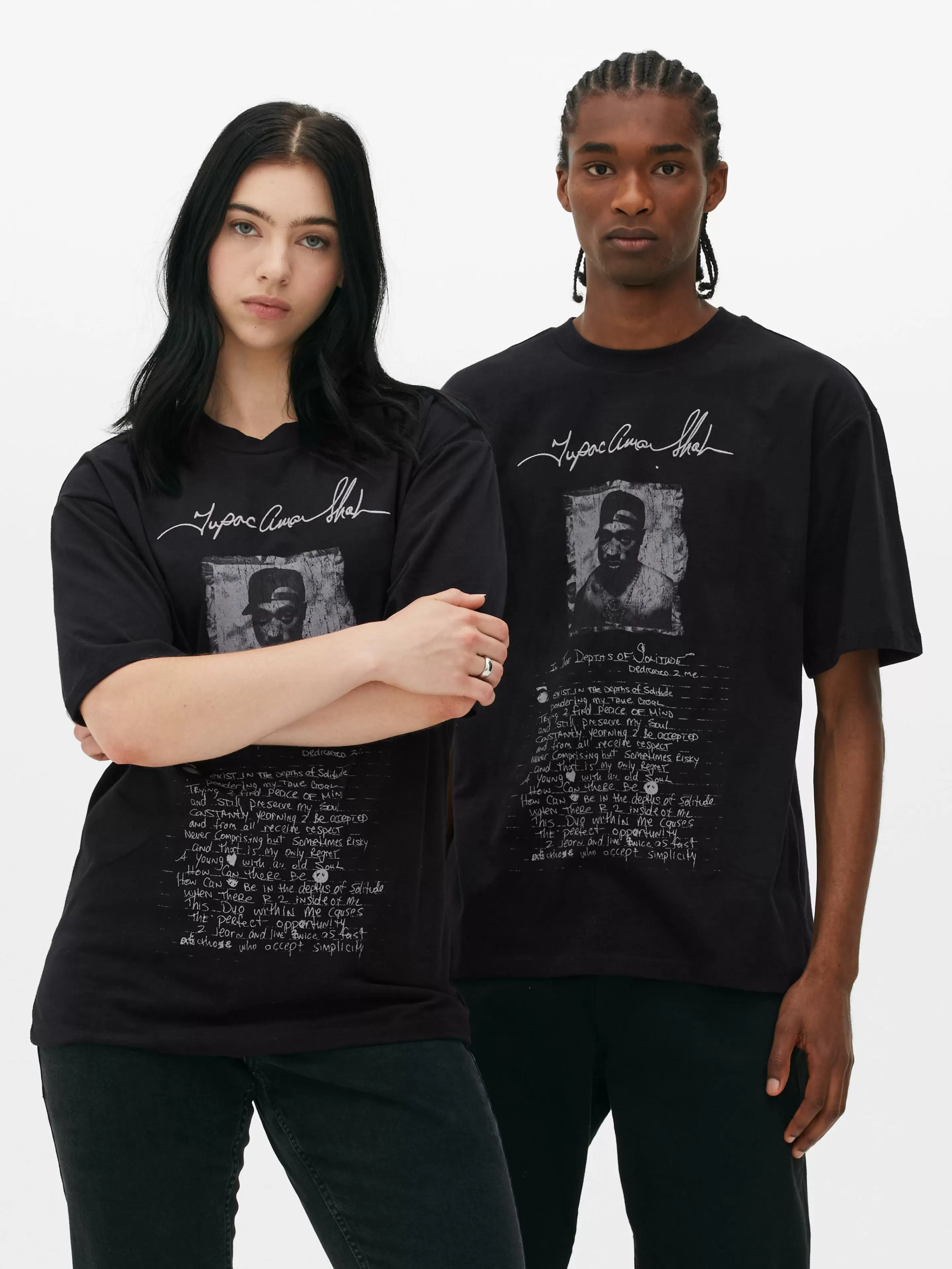 Primark Grafik-T-Shirts Und -Sweatshirts | Tops Und T-Shirts | „Tupac“ T-Shirt Mit Grafik Schwarz