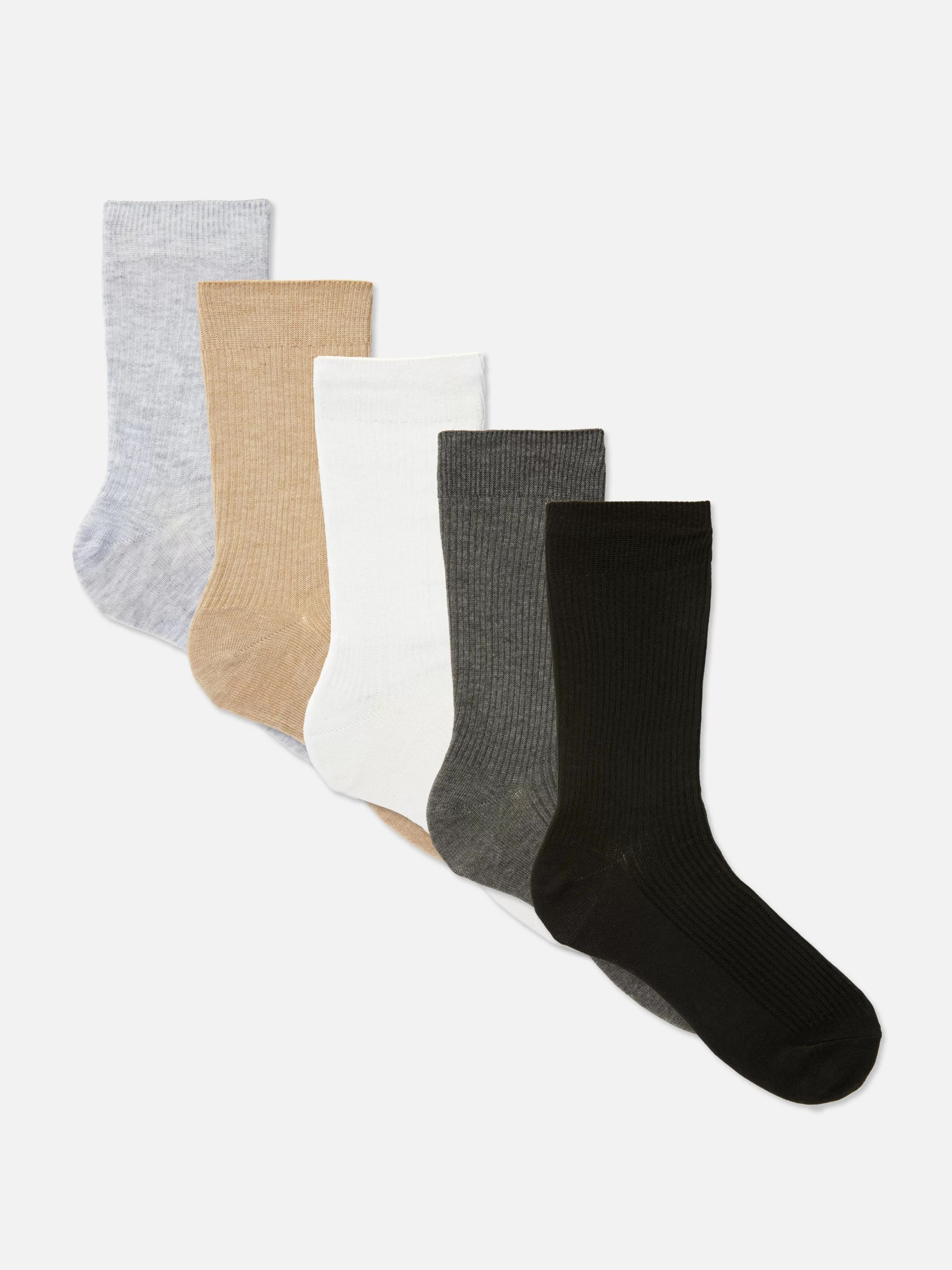 Primark Socken | Verschiedenfarbige Crew-Socken, 5er-Pack Multi