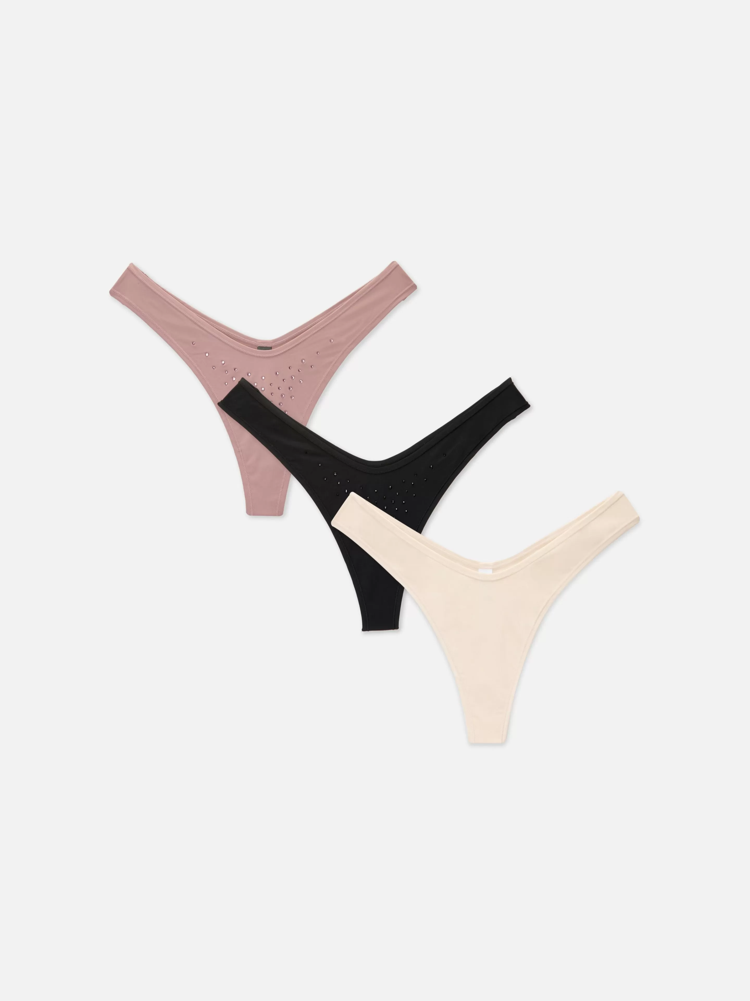 Primark Slips | Verzierte Miami-Tangas, 3er-Pack Mokkafarben