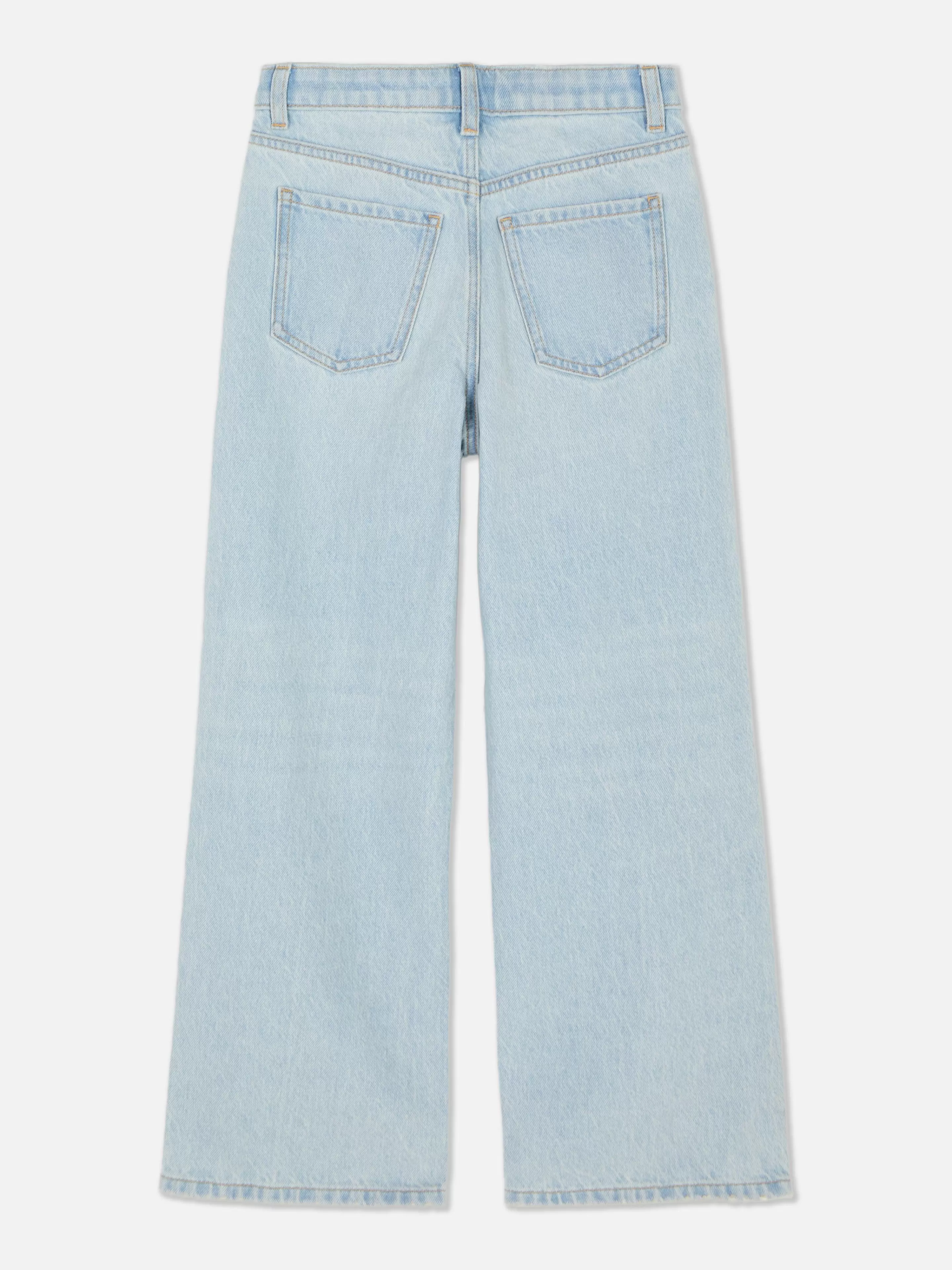 Primark Jeans | Zerrissene Denim-Jeans Mit Weitem Bein Hellblau