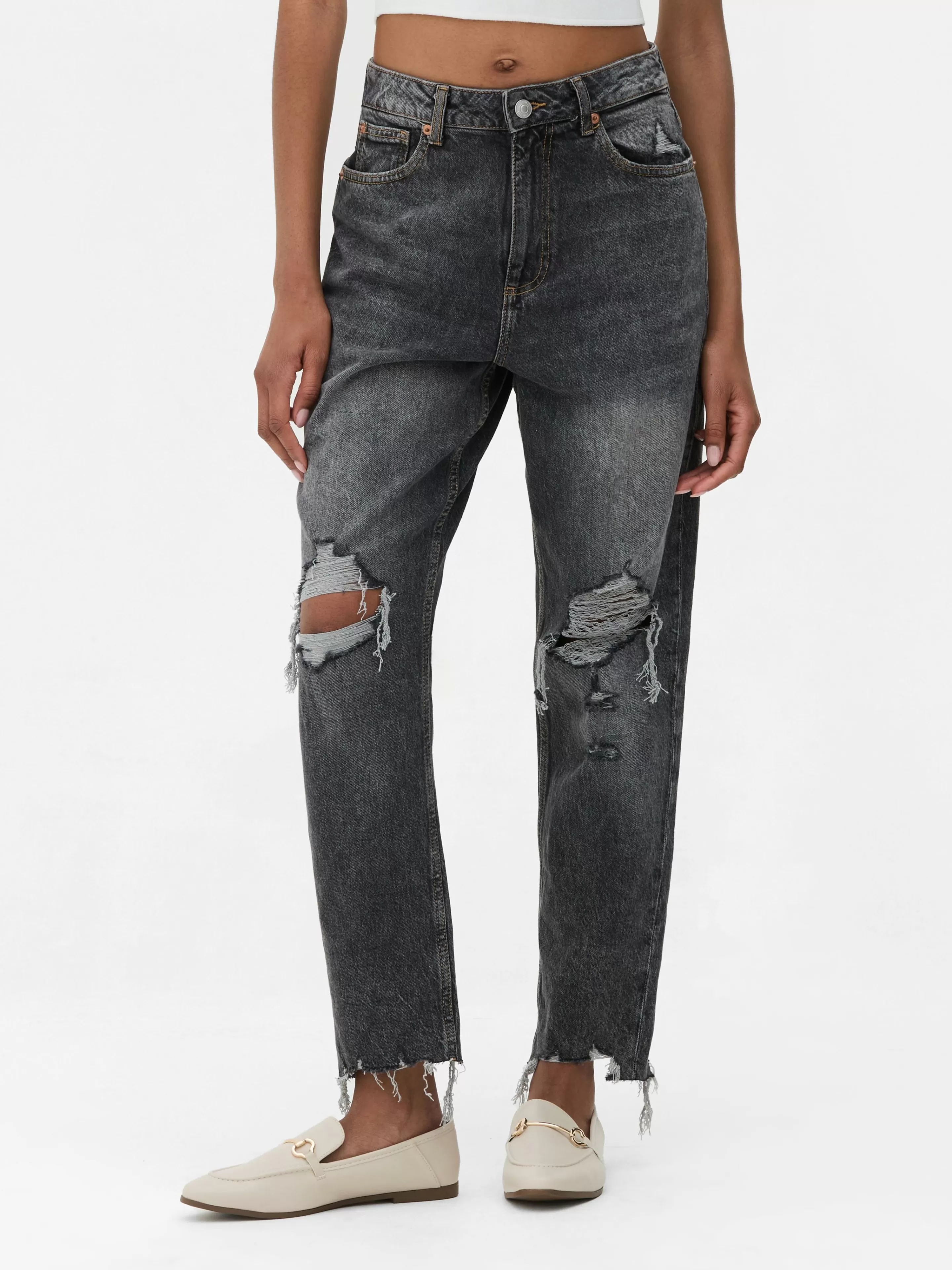 Primark Denim | Jeans | Zerrissene Mom-Jeans Aus Denim Schwarz